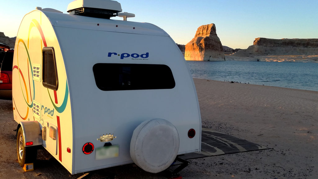 Travel trailer while camping at Lake Powell in Arizona.